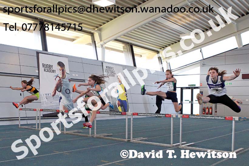 Girls 60 metres hurdles, NECAA Championships and Open Indoor Pentathlon, Gateshead College Academy of Sport. Photo: David T. Hewitson/Sports for All Pics